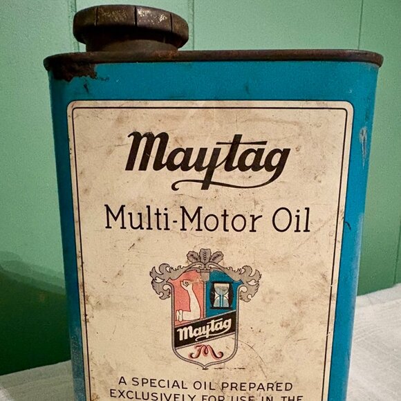 Vintage 1950s Maytag Multi-Motor Oil 1 qt. Tin Can With Cap Newton Iowa - Picture 2 of 7